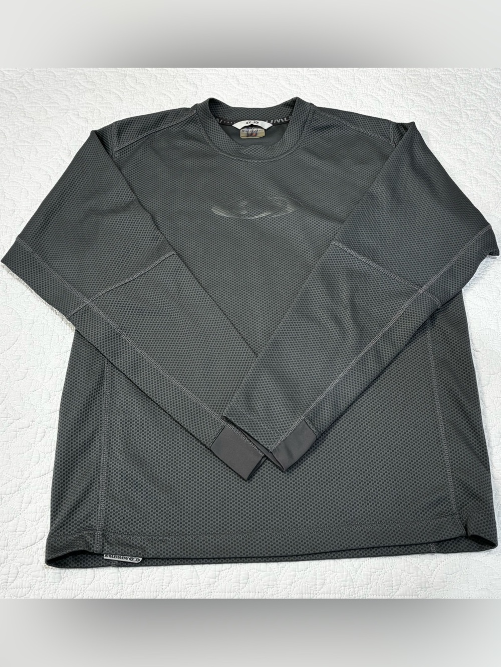 Vintage Salomon Large Long Sleeve Motomesh Thermal Shirt Charcoal Gray Y2K 2004